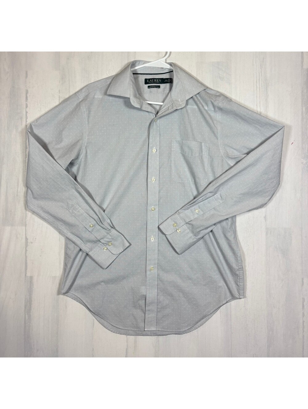 Lauren Ralph Lauren Dress Shirt Men 15.5 34/35 Gray Classic Fit Stretch Non Iron